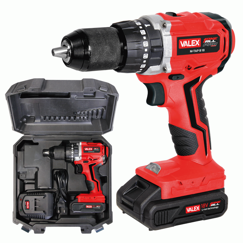 Trapano avvitatore Brushless al litio con percussione M-TAP B18 K2 vista frontale