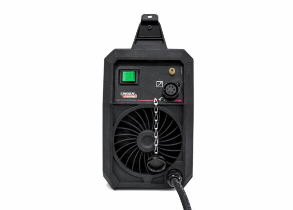 Lincoln Electric Sprinter 200T saldatrice inverter MMA TIG 200A 230V retro con ventola e connessioni.