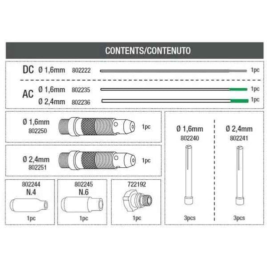 Kit consumabili torcia Tig ST17 - ST26 - Gallo Marco Welding & Cutting