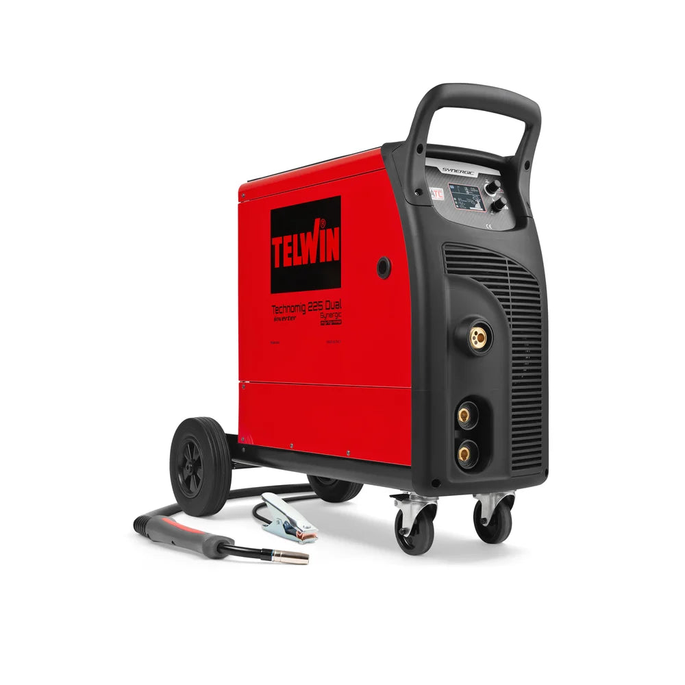 Telwin Technomig 225 saldatrice multiprocesso con ruote e accessori per lavori professionali