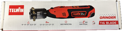 Telwin TIG Blade cordless tungsten grinder with dust protection features and variable speed settings