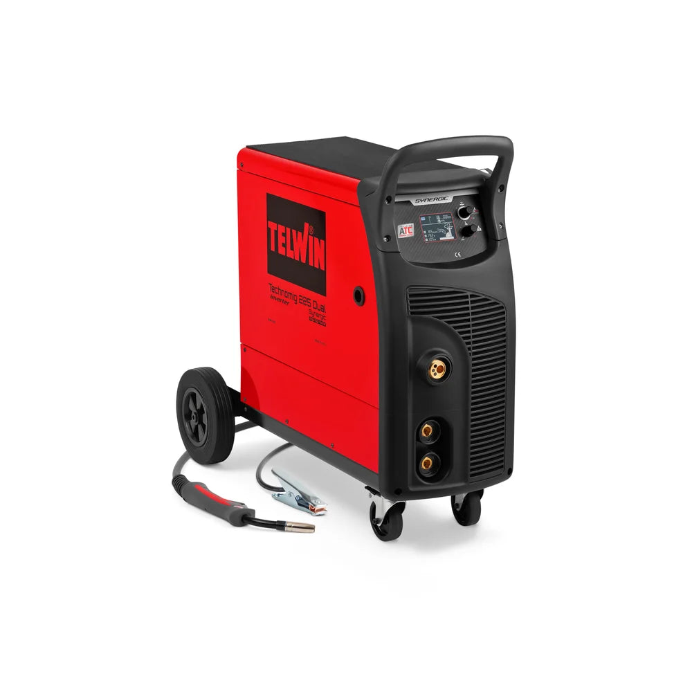Telwin Technomig 225 saldatrice multiprocesso con ruote e cavi per lavorazioni professionali