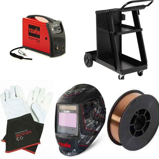 Kit Saldatrice MIG 215 Professionale Completo per Officina
