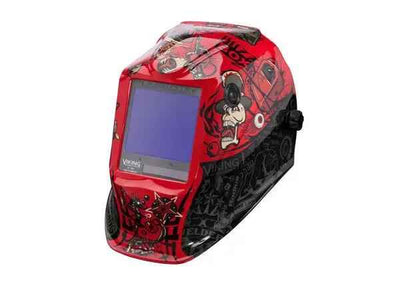 Maschera saldatura Lincoln Electric Viking 3350 Mojo con design rosso e tecnologia avanzata per saldatori